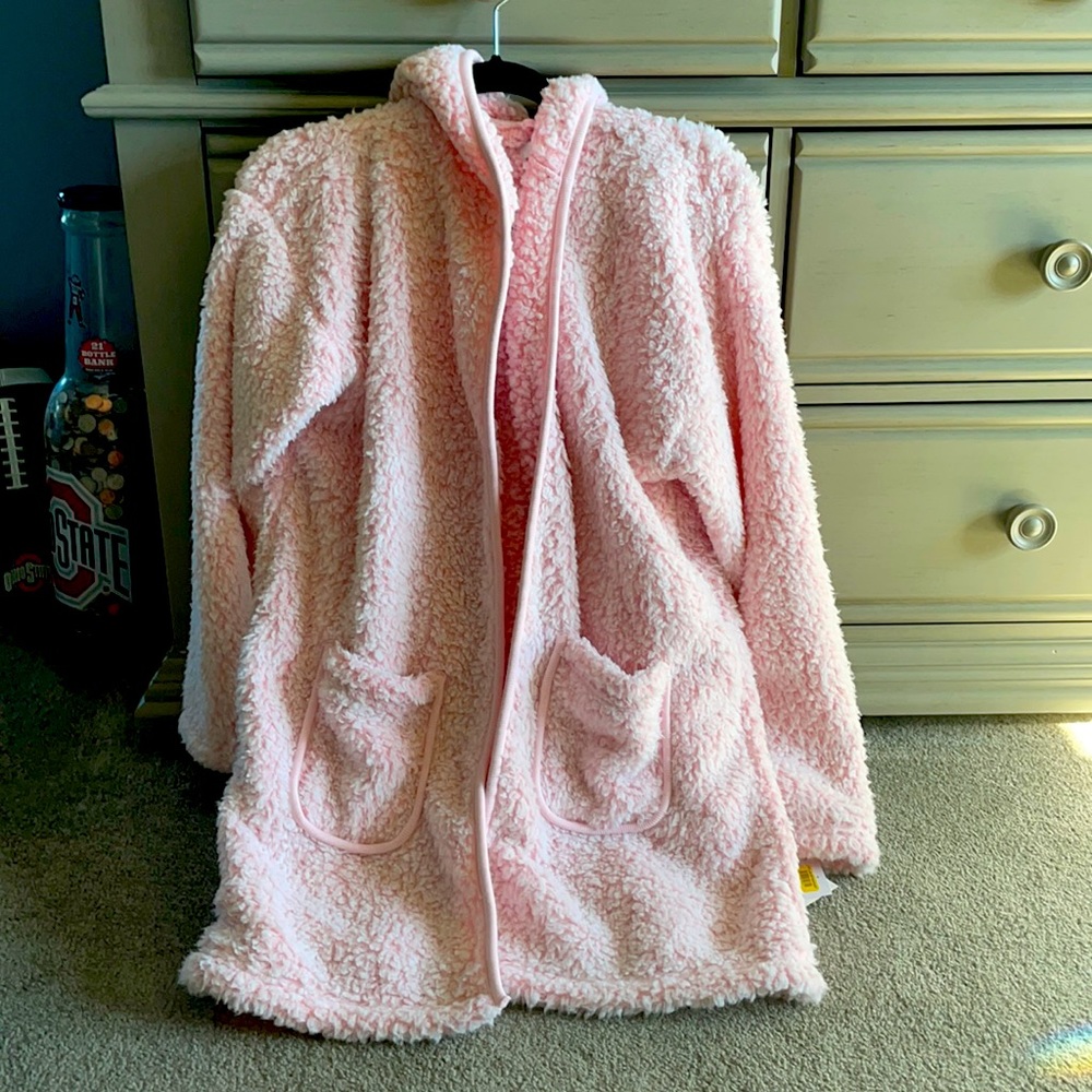 Kensie light pink soft cardigan with hood